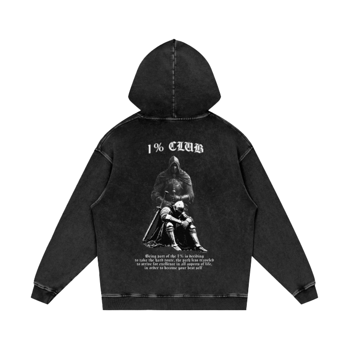 Snow Washed Loose Cotton Hoodie